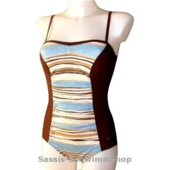 BECO Badeanzug Mit Softschalen Und Vordermieder Braun Gemustert