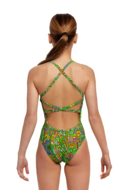 Funkita Mädchen Badeanzug Minty Mixer Strapped In -Schwimmbekleidungs Geschäft Funkita Mdchen Badeanzug Rain Down Strapped In 848 03