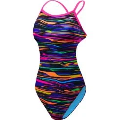 TYR Damen Badeanzug FRESNO Purple-multi Crosscutfit Tieback