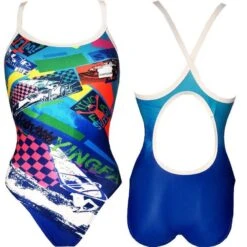 Yingfa Badeanzug Training Blau-weiß Schmale Träger